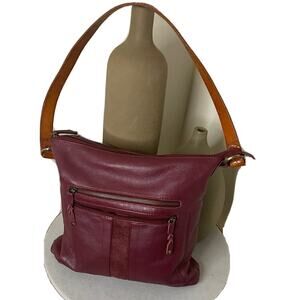 Vintage Great American Leather Works Burgundy Leather & Suede Boho Shoulder Bag